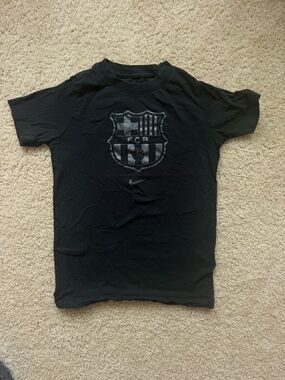 Nike Kids Black FC Barcelona Crest Short Sleeve Tee